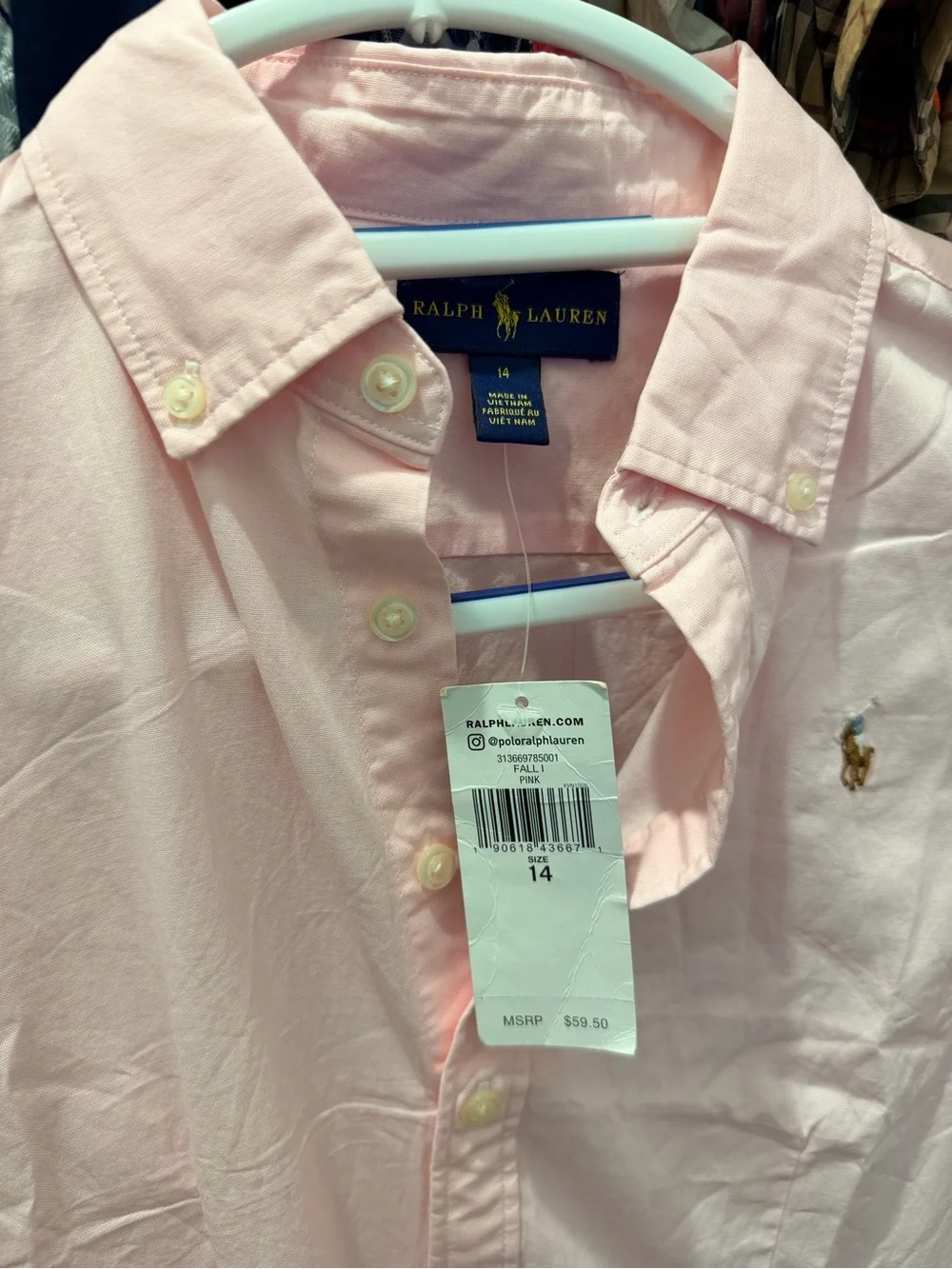 Ralph Lauren Light Pink Girls' Button-Down Polo Shirt Dress